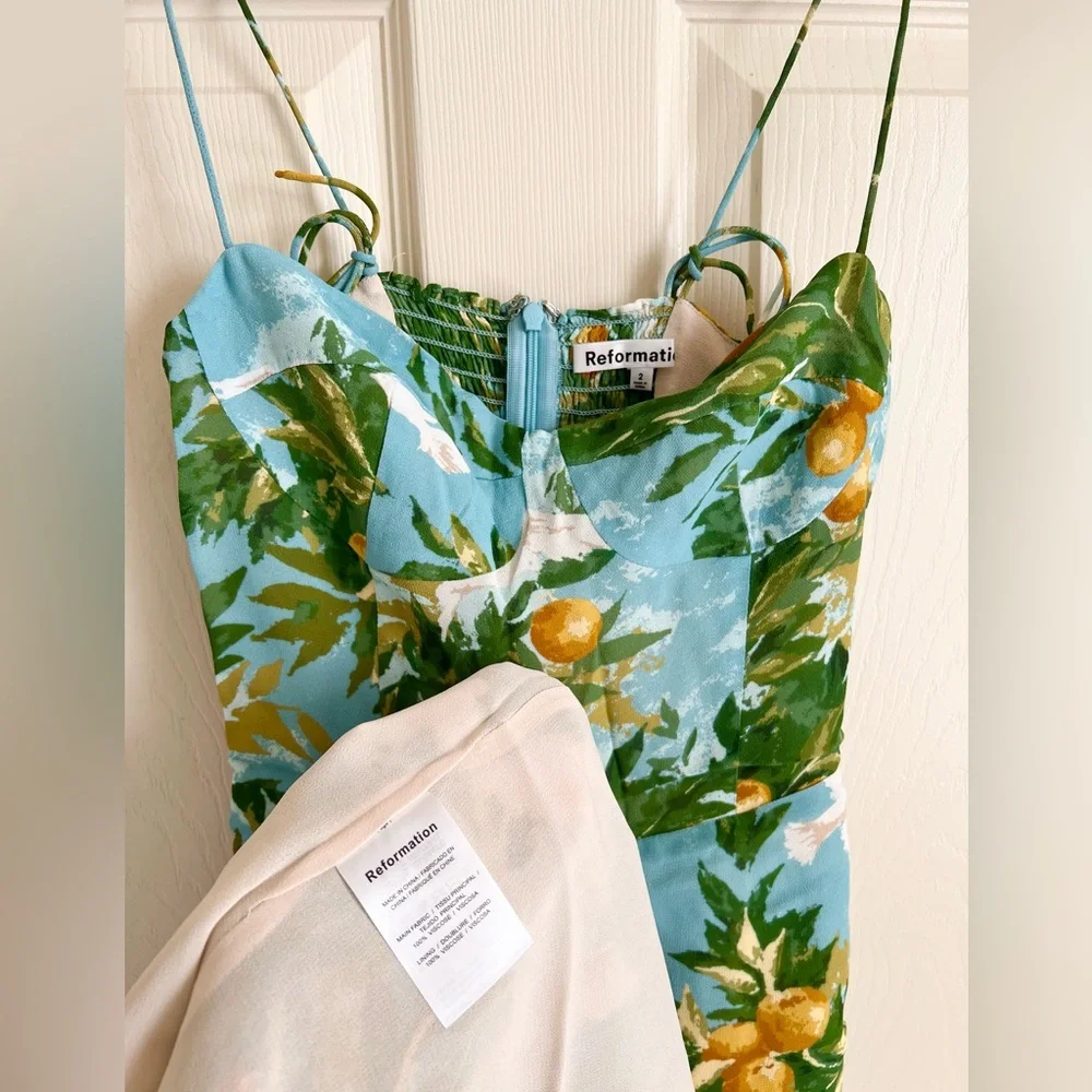 NWOT- Reformation Kourtney Midi Dress in Villa Livia - Picture 7 of 9